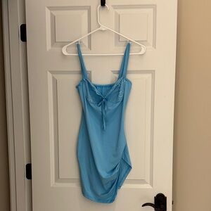 Blue Side Slit Mini Dress